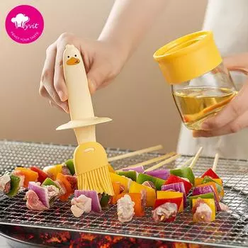 Масляная щетка, бутылка для масла, устойчивая к высокой температуре, стеклянная бутылка для масла, домашняя силиконовая щетка, щетка для барбекю, кухонный инструмент для блинов бежевый