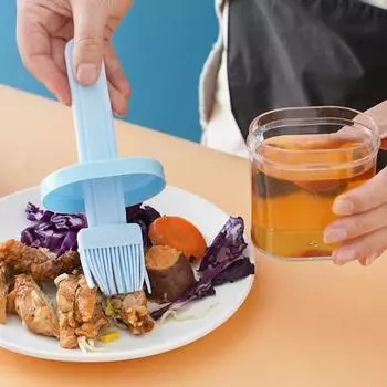 Масляная щетка Пищевая термостойкая портативная универсальная мини-масляная щетка для гриля с масляным контейнером Товары для дома зелёный