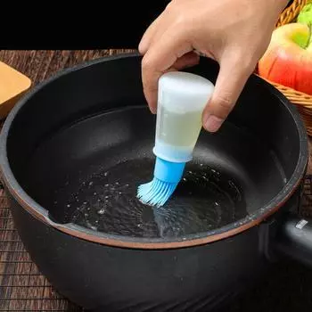 Масляная щетка Пищевая Удобная силиконовая портативная бутылка с защитой от утечек с щеткой Оборудование для гриля на открытом воздухе Ежедневное использование розовый
