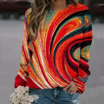 Масляная живопись толстовка с капюшоном Женская мода толстовки с капюшоном Толстовка Y2k толстовка с круглым вырезом Одежда Роскошные пуловеры Reinbow толстовки для девочек Пальто Весна S