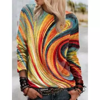 Масляная живопись толстовка с капюшоном Женская мода толстовки с капюшоном Толстовка Y2k толстовка с круглым вырезом Одежда Роскошные пуловеры Reinbow толстовки для девочек Пальто Весна S