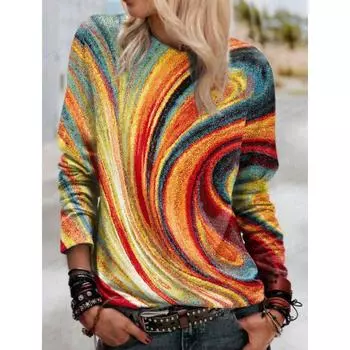 Масляная живопись толстовка с капюшоном Женская мода толстовки с капюшоном Толстовка Y2k толстовка с круглым вырезом Одежда Роскошные пуловеры Reinbow толстовки для девочек Пальто Весна S