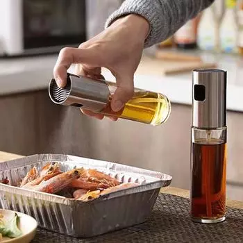 Масляный распылитель, масляный распылитель для приготовления пищи, распылитель для барбекю, многофункциональная фритюрница, стеклянный горшок с маслом для выпечки под высоким давлением серебряный