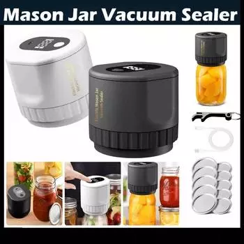 Mason Jar Electric Vacuum Sealing Machine, USB Fully Automatic Small Household Fresh-Keeping Vacuum Sealer,Portable Food Storage чёрный