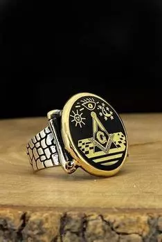 Масонский символ иллюминатов, серебряное кольцо ручной работы 925 пробы