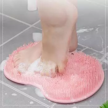 Massage Bath Brush Bathroom Silicone Non-Slip Foot Washing Mat with Suction Cup Exfoliating Shower Massage Scraper розовый