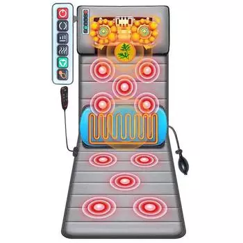 Массажная накладка с подогревом, 20 акупрессурных массажных головок для шеи, многофункциональная электрическая нагревательная массажная накладка, электрический массажер, мас серый