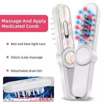 Массаж головы Лечебная расческа Красный Синий Свет Электрическая Массажная Расческа Аппликатор Эссенции Для Ухода За Волосами Электрическая Расческа Для Ухода За Кожей Головы розовый