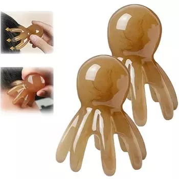 Массаж головы OptiPro, 8 клешней, осьминог, набор из 2 массажеров для головы, улучшающих циркуляцию крови, точек давления, снимающих усталость Dospa жёлтый