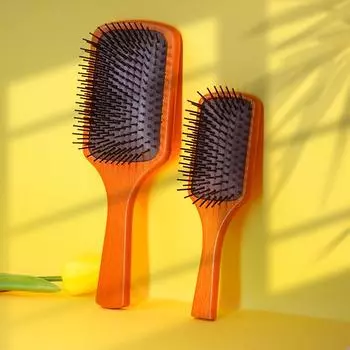 Массаж головы с помощью высокоэластичной расчески на воздушной подушке, прямой формы волос из бука, расчески с подушкой безопасности S