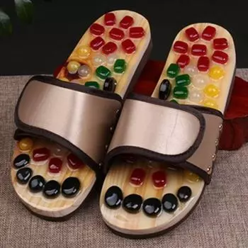 Массаж камнями Акупрессура Массажные тапочки Галька Стоун Рефлексология Сандалии Мужчины Женщины Фасциит 36-37 хаки