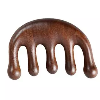 Массаж кожи головы Полумесяц Токи Легко для сандалового дерева Волосы Надавливание Давление Естественно для пальцев и кожи головы Надавливание на кожу головы Точки давления на меридиане коричневый