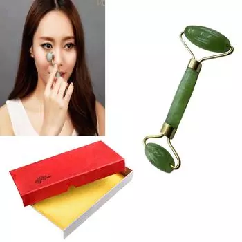 Массаж лица Нефритовый роликовый круг Лицо Тело Голова Шея Природа Красота Устройство зелёный