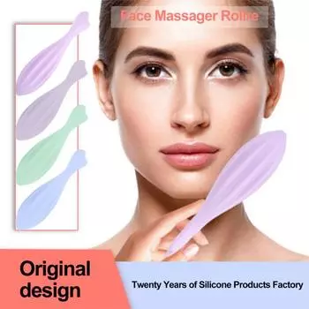 Массаж лица, усталость и ролик для снятия морщин, лифтинг кожи, портативный силиконовый косметический ролик-карандаш, против старения фиолетовый