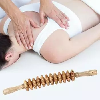 Массажер для фасции, изгибающийся, многофункциональный, гладкий, противоскользящий, инструмент для ухода за здоровьем, с длительным сроком службы, 12-круглый деревянный роликовый массажный инструмент для терапии B