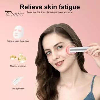 Массажер для глаз, массажер для лица, перезаряжаемый инструмент для красоты глаз, вибрационный массажный инструмент для борьбы со старением, темными кругами, уход за кожей, впитывание продукта серебряный