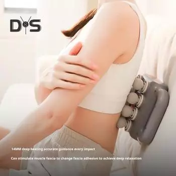 Массажер для глубоких тканей и фасций с 8 головками, интеллектуальным таймером и дистанционным управлением, малошумный аккумуляторный массажный аппарат белый