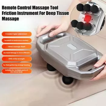 Массажер для глубоких тканей с ручкой, дизайн с 6 головками, эргономичная терапия мышечной ткани, перезаряжаемое устройство для массажа тела серебряный серый