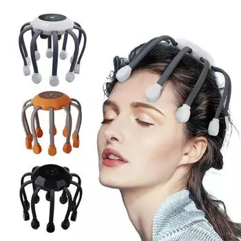 Массажер для головы Octopus, 5 режимов, таймер автоматического отключения, перезаряжаемый электрический массажер для кожи головы с 14 вибрирующими точками