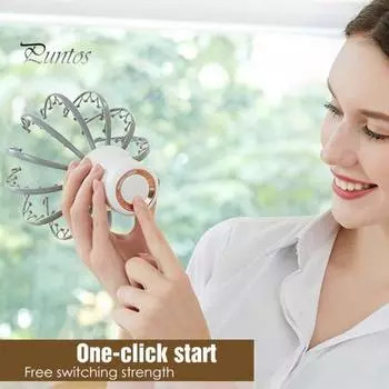 Массажер для головы Octopus с 3 режимами вибрации, эргономичный дизайн, USB-перезаряжаемый портативный массажер, массажер для кожи головы серый