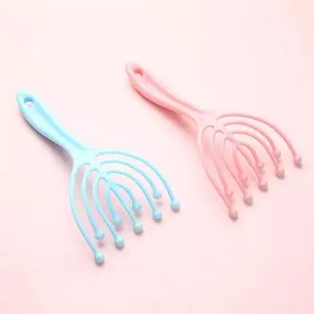 Массажер для головы с девятью когтями, релаксация кожи головы, глубокий массаж, массажная расческа с девятью бусинами розовый