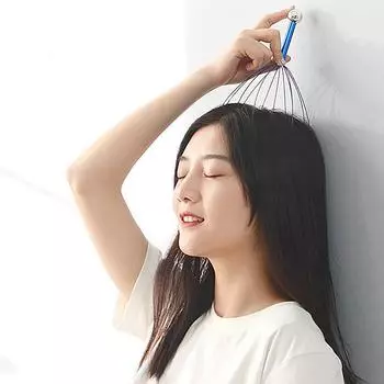 Массажер для головы с металлической ручкой в виде осьминога, чесал, расслаблял, снимал напряжение, средства по уходу за здоровьем фиолетовый