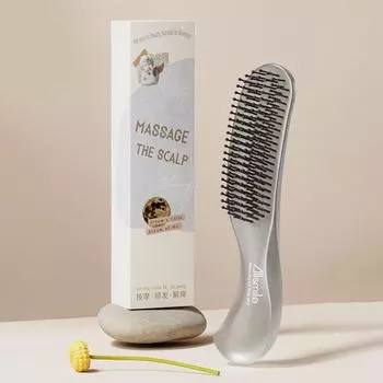 Массажер для головы Щетка для кожи головы Массажер для волос Щетка для шампуня Мокрая пластиковая распутывающая щетка Расческа для чистки волос серый