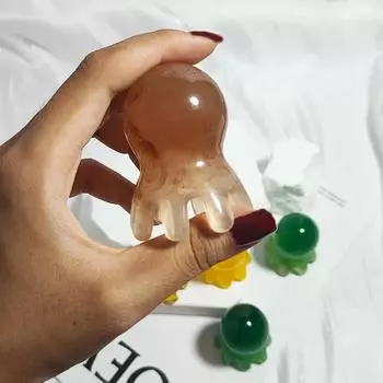 Массажер для головы в виде осьминога из смолы, меридиан, скребок, массаж кожи головы, акупунктура, спа, домашний оздоровительный инструмент для тела янтарь