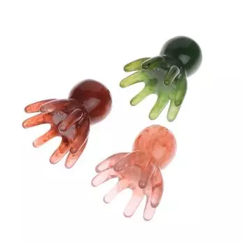 Массажер для головы в виде осьминога из смолы, меридиан, скребок, массаж кожи головы, акупунктура, спа, домашний оздоровительный инструмент для тела