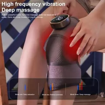 Массажер для колена с подогревом, перезаряжаемый наколенник с массажем, мгновенное облегчение хронической боли в суставах, массажер для колена, плеча и ног чёрный