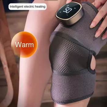Массажер для колена с подогревом, перезаряжаемый наколенник с массажем, мгновенное облегчение хронической боли в суставах, массажер для колена, плеча и ног чёрный