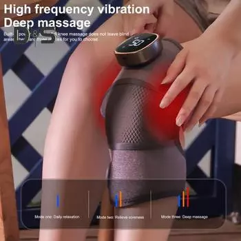 Массажер для колена с подогревом, перезаряжаемый наколенник с массажем, мгновенное облегчение хронической боли в суставах, массажер для колена, плеча и ног чёрный