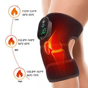 Массажер для колена с подогревом, регулируемая температура и время, облегчает боль, давление, отек, грелка для колена, локтя, плеча