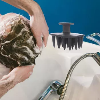 Массажер для кожи головы для влажной и сухой глубокой очистки. Удобная щетка для шампуня. Уход за волосами. чёрный