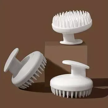 Массажер для кожи головы и щетка для мытья головы 2 в 1 — ручка из АБС-пластика с пластиковыми щетинками, удобная ручка, съемная головка белый