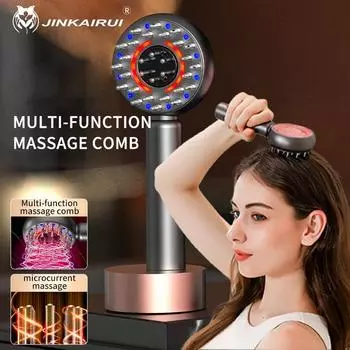 Массажер для кожи головы Jinkairui, электрическая массажная расческа, красная и синяя световая волна, массажная расческа для волос