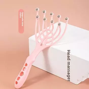 Массажер для кожи головы с пятью лапками: Расческа для головы для релаксации и декомпрессии Five-claw steel ball розовый