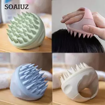 Массажер для кожи головы, скруббер для головы, щетка из пшеничной соломы, биоразлагаемая силиконовая щетка для шампуня, массажер для кожи головы для роста волос бежевый