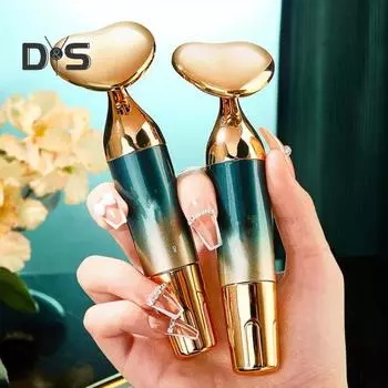 Массажер для лица Дельфин Дизайн Инструмент для скульптуры лица шеи Электрический лифтинг-массажный инструмент для лица для косметических товаров зелёный/золотой