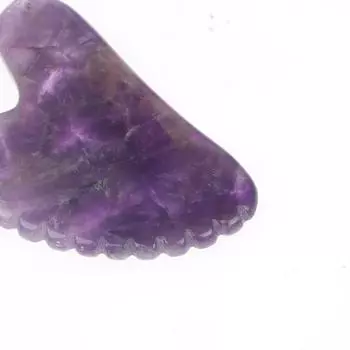 Массажер для лица Гуаша Скребок Натуральный Нефритовый Камень Массажер для ухода за кожей Для Тела Лица Шеи Спины Красота Здоровье Глаз Спа фиолетовый