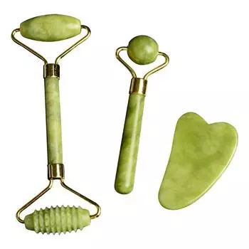 Массажер для лица и тела, натуральный гуаша, нефритовый камень, роликовый женский инструмент для массажа лица