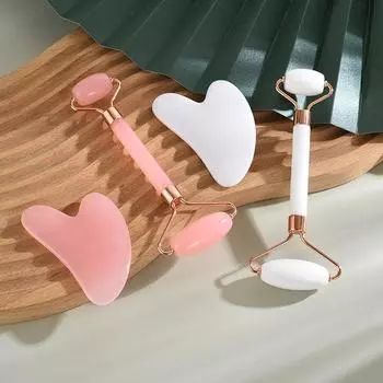 Массажер для лица из смолы, роликовый массажер для лица, роликовый и скребковый, роликовый массажер для лица, инструменты для ухода за кожей, используется для лица, глаз, шеи и тела. зелёный