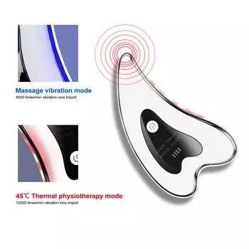 Массажер для лица Электрический скребковый массажер Высокочастотная вибрация Теплый массаж Укрепляющий лифтинг белый