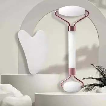Массажер для лица с двумя роликами Beauty Stick в форме сердца, скребковый лист, розовый инструмент для массажа всего тела, роликовый массажер для лица розовый