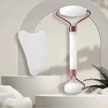 Массажер для лица с двумя роликами Beauty Stick в форме сердца, скребковый лист, розовый инструмент для массажа всего тела, роликовый массажер для лица розовый