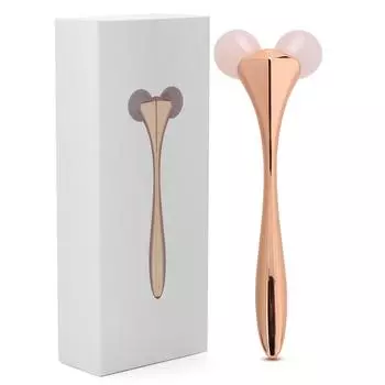 Массажер для лица с роликами V Подтяжка лица Подтягивающий роликовый массажер для похудения (Розовое золото)