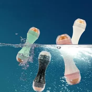 Массажер для лица с вращающимся шариком и двумя головками из вулканического камня с сильным удалением масла и эффектом очищения пор чёрный