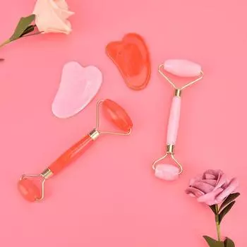 Массажер для лифтинга лица Guasha Массажер для лица Роликовый скребок Инструменты для похудения розовый