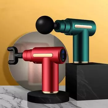 Массажер для мышц, электрический пистолет для фасции, мини-инструмент для массажа мышц, ручной перкуссия для глубоких тканей, расслабляющий массажер для всего тела для облегчения боли зелёный