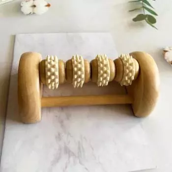 Массажер для ног, деревянный ролик для ног, акупрессурный рефлексологический массажер, снятие боли при фасциите, расслабление мышц, 1) 1 шт